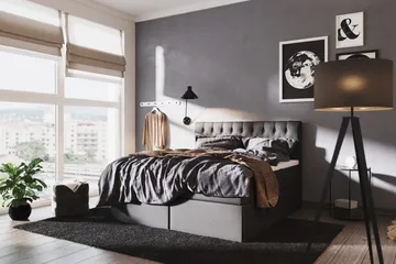 Sänkypaketti Boxy 160x200 cm Musta - Huonekalut - Sänky - Runkopatjasängyt