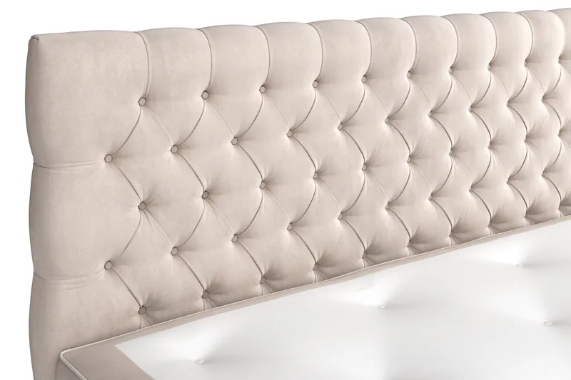 Sänkypaketti Celine 180x200 cm Sametti - Beige - Huonekalut - Sänky - Jenkkisängyt