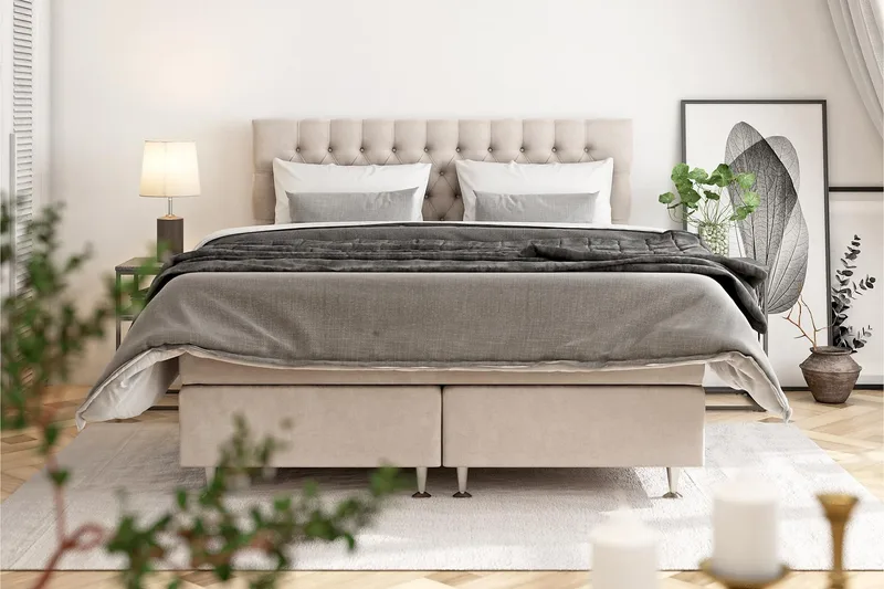 Sänkypaketti Celine 210x210 cm - Beige - Huonekalut - Sänky - Sänkypaketti