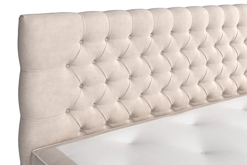 Sänkypaketti Celine 210x210 cm Sametti - Beige - Huonekalut - Sänky - Jenkkisängyt
