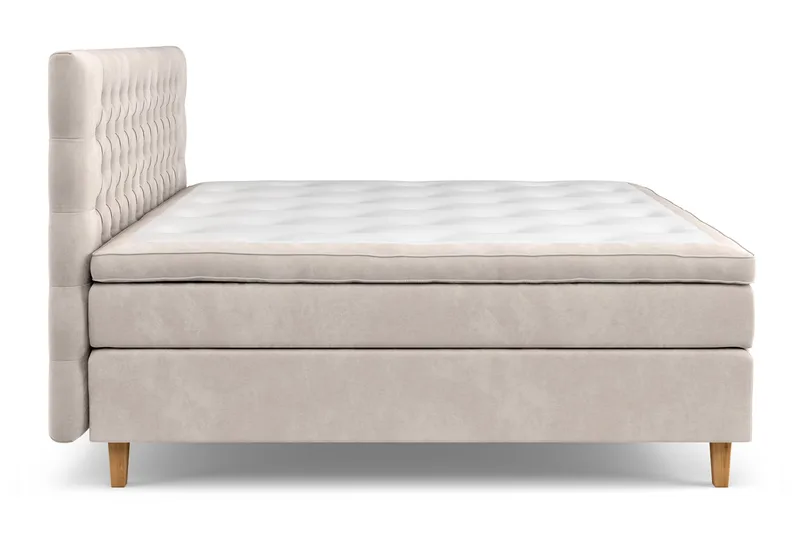 Sänkypaketti Celine 210x210 cm Sametti - Beige - Huonekalut - Sänky - Jenkkisängyt