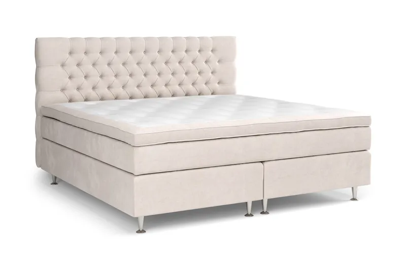 Sänkypaketti Celine 210x210 cm Sametti - Beige - Huonekalut - Sänky - Jenkkisängyt