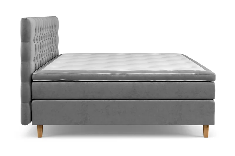 Sänkypaketti Celine 210x210 cm Sametti - Harmaa - Huonekalut - Sänky - Jenkkisängyt