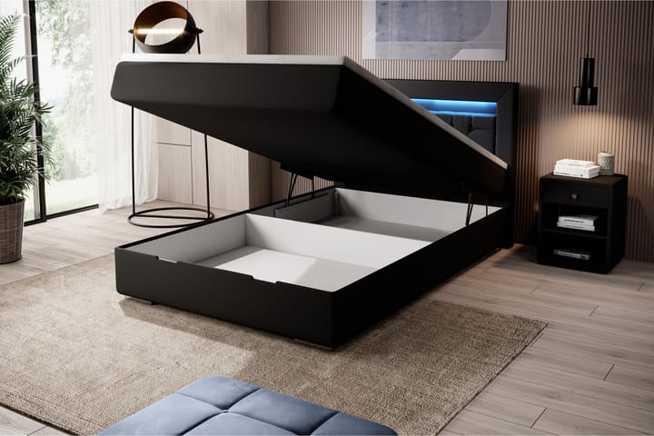 Sänkypaketti Celio 120x200 Varastoinnilla - Musta - Sängyt säilytystilalla - Sänkypaketti