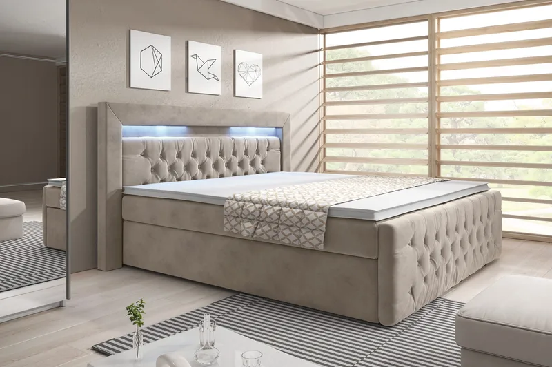 Sänkypaketti Celio 160x200 Nosto, Beige/Sametti