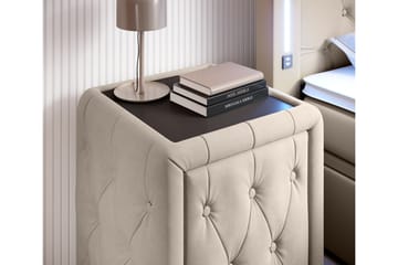 Sänkypaketti Celio 180x200 Laatikko + 2 kpl Franco Yöpöytä - Beige/Sametti - Huonekalut - Sänky - Sänkypaketti