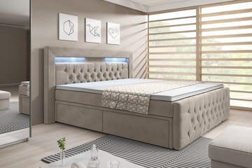Sänkypaketti Celio 180x200 Laatikko + 2 kpl Franco Yöpöytä - Beige/Sametti - Huonekalut - Sänky - Sänkypaketti