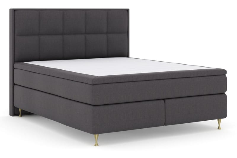 Sänkypaketti Choice No 4 180x200 Kova/Medium - Tummanharmaa/Kulta Jalat - Huonekalut - Sänky - Jenkkisängyt
