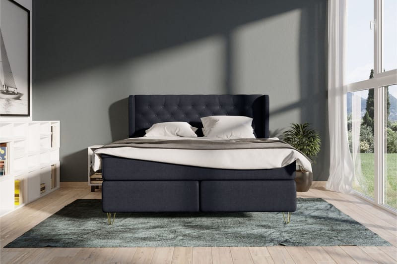 Sänkypaketti Choice No 4 180x200 Medium - Sininen/V-Malli Metallijalat - Huonekalut - Sänky - Jenkkisängyt