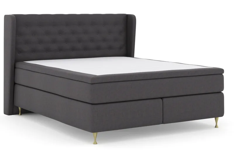 Sänkypaketti Choice No 6 180x200 Kova Watergel - Tummanharmaa/Kulta Jalat - Huonekalut - Sänky - Jenkkisängyt