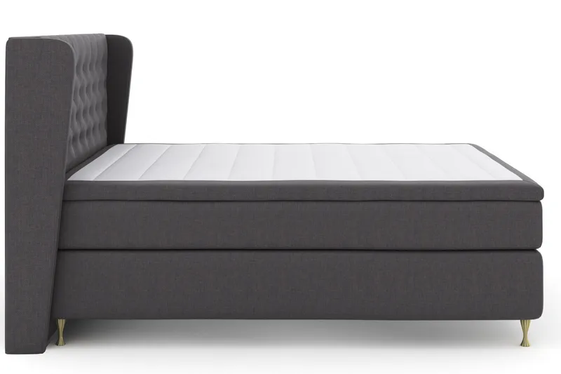 Sänkypaketti Choice No 6 180x200 Kova Watergel - Tummanharmaa/Kulta Jalat - Huonekalut - Sänky - Jenkkisängyt