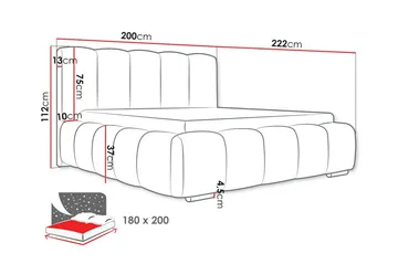Cleaton sängynrunko 180x200 cm säilytystilalla, HVILA-joustinpatja ja sijauspatja memoryvaahdosta sekä pestävä päällinen - Beige - Huonekalut - Sänky - Sänkypaketti