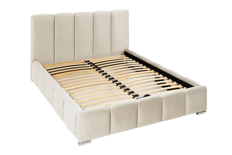 Cleaton sängynrunko 180x200 cm säilytystilalla, HVILA-joustinpatja ja sijauspatja memoryvaahdosta sekä pestävä päällinen - Beige - Huonekalut - Sänky - Sänkypaketti