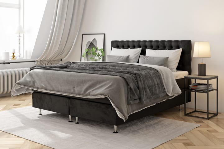 Sänkypaketti Estelle 160x200 cm Sametti - Musta - Jenkkisängyt - Parisänky