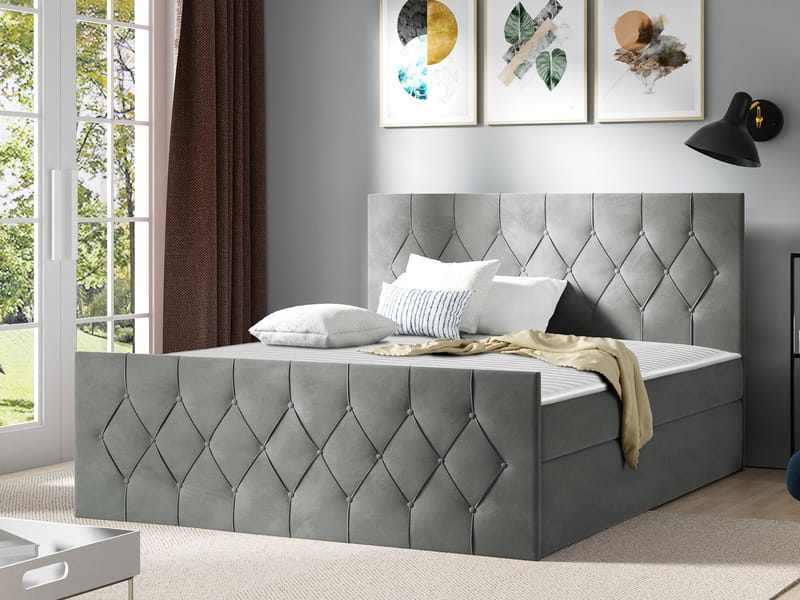 Jenkkisänky 147x216 cm - Harmaa - Huonekalut - Sänky - Sänkypaketti