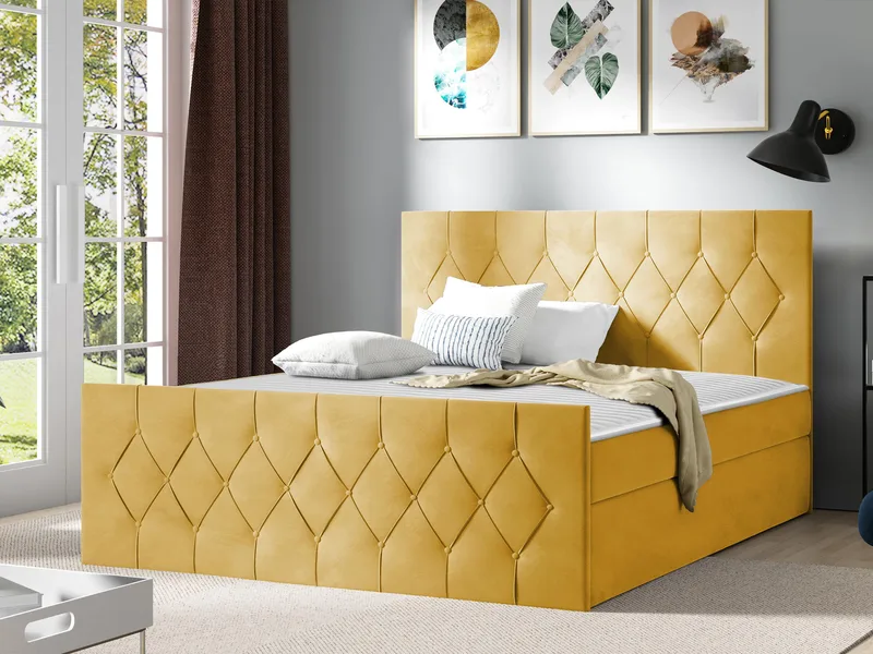 Jenkkisänky 207x216 cm - Keltainen - Huonekalut - Sänky - Sänkypaketti