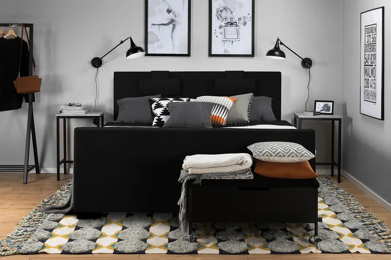 Jenkkisänky Brighton 160x200 - Musta - Huonekalut - Sänky - Jenkkisängyt