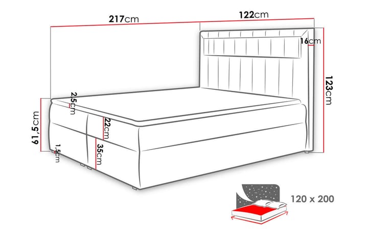 Jenkkisänky Carrubbo 120x200 cm - Valkoinen - Sänkypaketti - Sängyt säilytystilalla