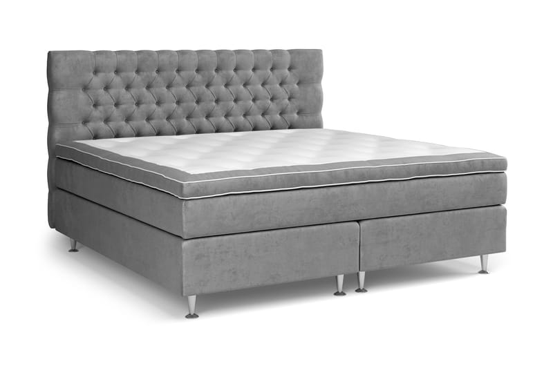 Jenkkisänky Celine 210x210 cm Sametti - Harmaa - Huonekalut - Sänky - Jenkkisängyt