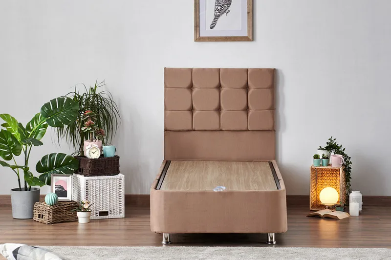 Jenkkisänky Eathelin 100x200 cm - Vaaleanruskea - Huonekalut - Sänky - Sänkypaketti