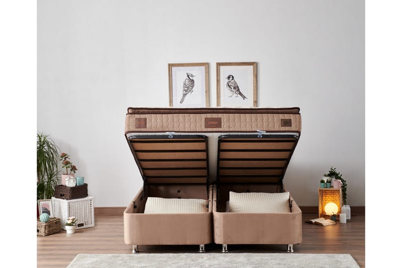 Jenkkisänky Eathelin 160x200 cm - Vaaleanruskea - Huonekalut - Sänky - Yhden hengen sängyt