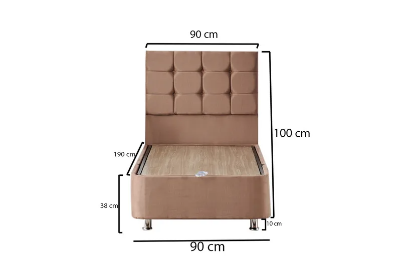 Jenkkisänky Eathelin 90x190 cm - Vaaleanruskea - Huonekalut - Sänky - Yhden hengen sängyt