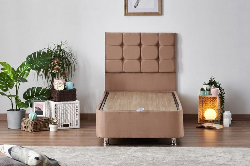 Jenkkisänky Eathelin 90x200 cm - Vaaleanruskea - Huonekalut - Sänky - Yhden hengen sängyt