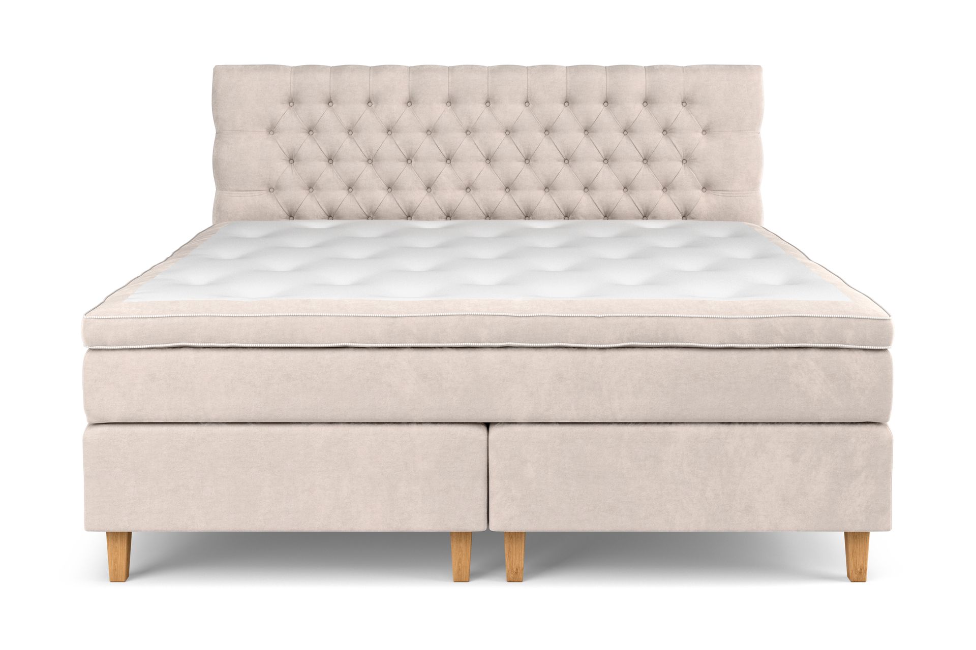 Jenkkisänky Estelle 210x210 cm Sametti - Beige - Huonekalut - Sänky - Sänkypaketti