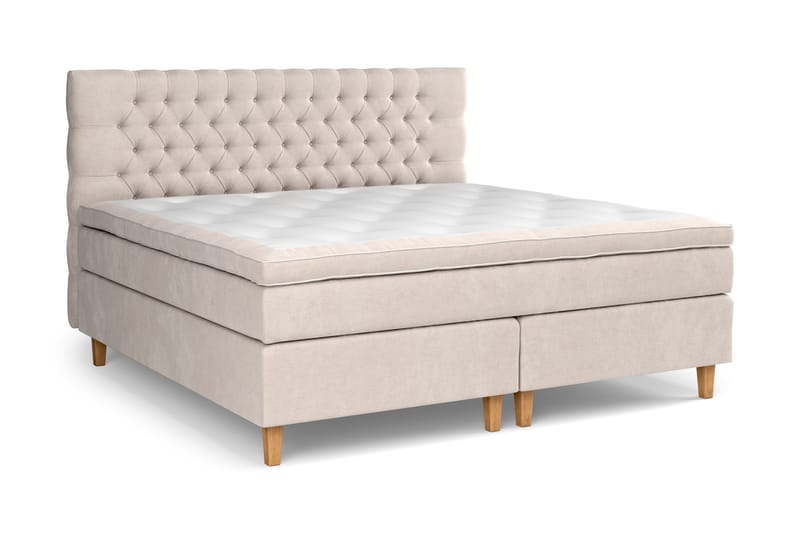 Jenkkisänky Estelle 210x210 cm Sametti - Beige - Huonekalut - Sänky - Jenkkisängyt