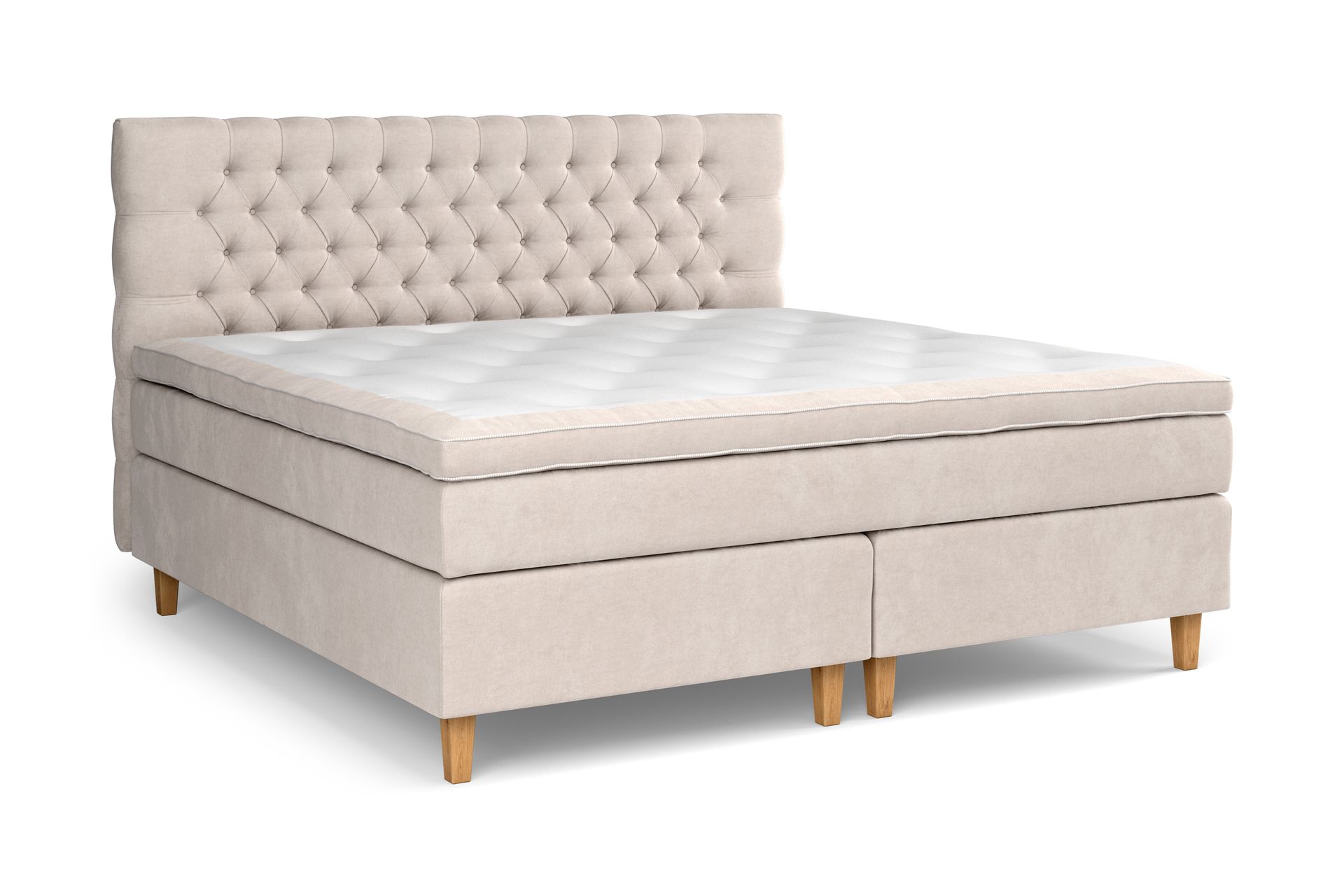 Jenkkisänky Estelle 210x210 cm Sametti - Beige - Huonekalut - Sänky - Sänkypaketti