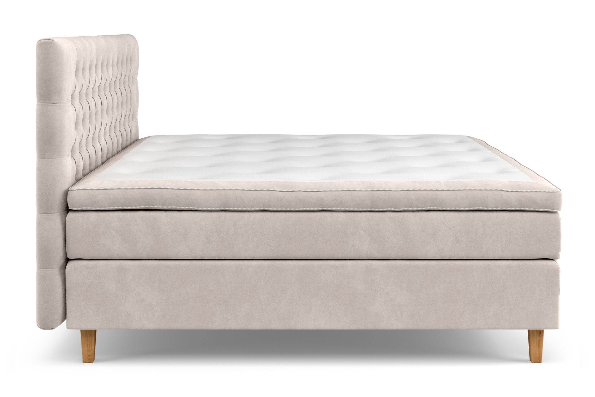 Jenkkisänky Estelle 210x210 cm Sametti - Beige - Huonekalut - Sänky - Sänkypaketti