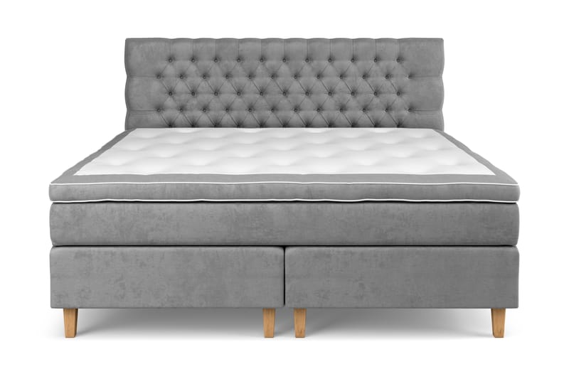 Jenkkisänky Estelle 210x210 cm Sametti - Harmaa - Huonekalut - Sänky - Jenkkisängyt
