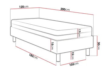 Jenkkisänky Forenza 120x200 cm+Paneeli 60 cm - Sininen - Huonekalut - Sänky - Sänkykehikot & sängynrungot