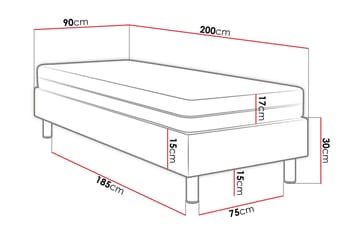 Jenkkisänky Forenza 90x200 cm+Paneeli 40 cm - Harmaa - Huonekalut - Sänky - Sänkykehikot & sängynrungot