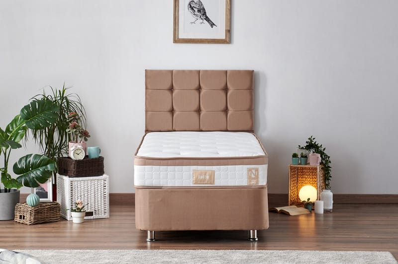 Jenkkis�änky Pylpio 90x200 cm - Vaaleanruskea - Huonekalut - Sänky - Sänkypaketti