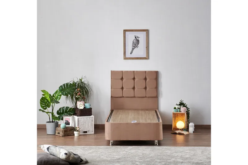 Jenkkisänky Pylpio 90x200 cm - Vaaleanruskea - Huonekalut - Sänky - Sänkypaketti