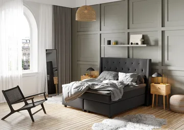 Sänkypaketti Langham 210x210 cm Harmaa - Huonekalut - Sänky - Jenkkisängyt