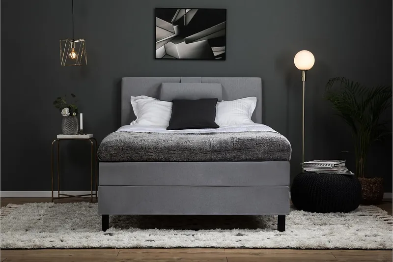 Sänkypaketti Lucky 120x200 Polyeetteri Sileä - Harmaa - Huonekalut - Sänky - Yhden hengen sängyt