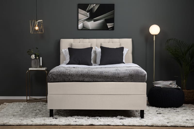 Sänkypaketti Lucky 140x200 Diamant Sängynpääty Beige - Memory Niskatyyny Pieni - Huonekalut - Sänky - Jenkkisängyt
