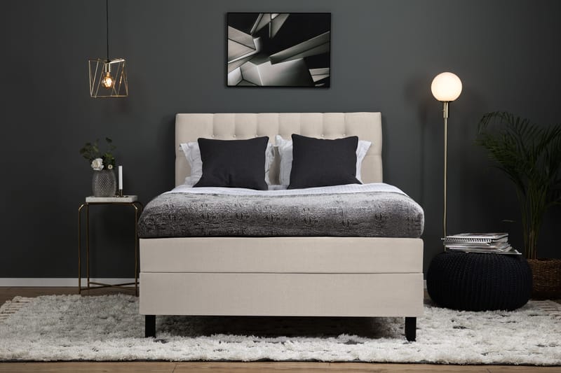 Sänkypaketti Lucky 140x200 Lateksi Memory Diamant Sängynpää - Beige - Huonekalut - Sänky - Jenkkisängyt