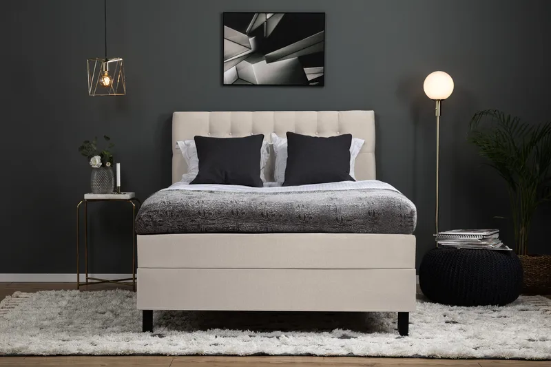 Sänkypaketti Lucky 140x200 Polyeetteri Diamant Sängynpääty - Beige - Huonekalut - Sänky - Jenkkisängyt