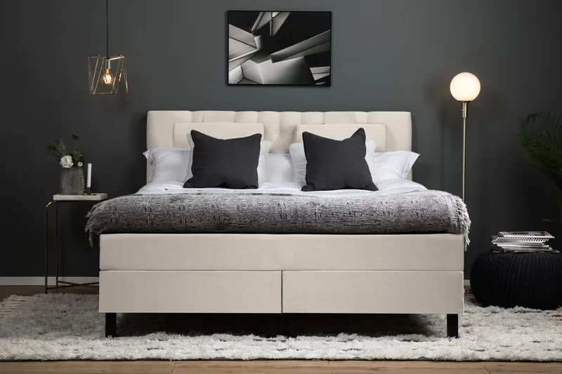Sänkypaketti Lucky 160x200 Diamant Sängynpääty Beige - Memory Niskatyyny Suuri - Huonekalut - Sänky - Jenkkisängyt