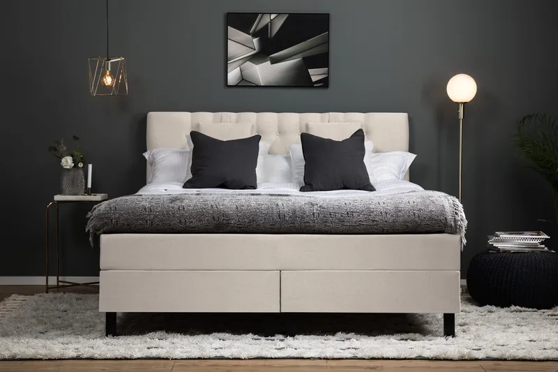 Sänkypaketti Lucky 180x200 Memorypatja Diamant Sängynpääty - Beige - Huonekalut - Sänky - Jenkkisängyt