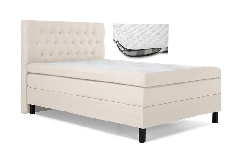 Sänkypaketti Olivia 140x200 Polyeetteri Diamant Sängynpääty + Patjansuojus - Beige - Huonekalut - Sänky - Jenkkisängyt