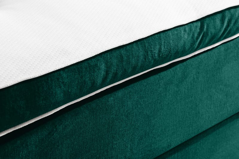 Sänkypaketti Rebeca 90x200 cm Ruudullinen pääty - Tummanvihreä/Sametti - Huonekalut - Sänky - Jenkkisängyt