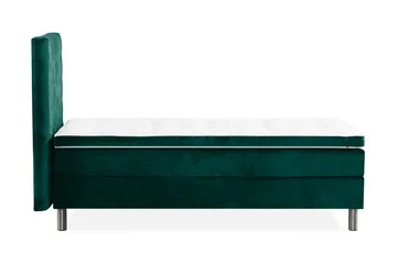 Sänkypaketti Rebeca 90x200 cm Ruudullinen pääty - Tummanvihreä/Sametti - Huonekalut - Sänky - Jenkkisängyt