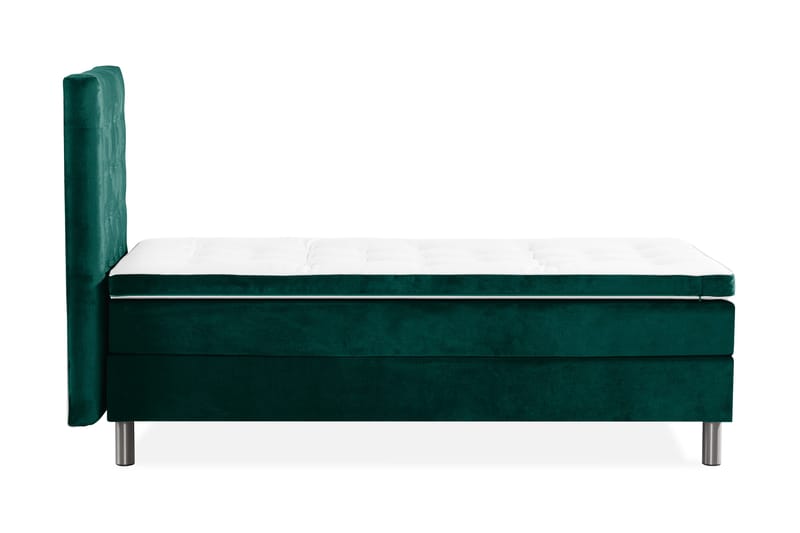 Sänkypaketti Rebeca 90x200 cm Ruudullinen pääty - Tummanvihreä/Sametti - Huonekalut - Sänky - Jenkkisängyt