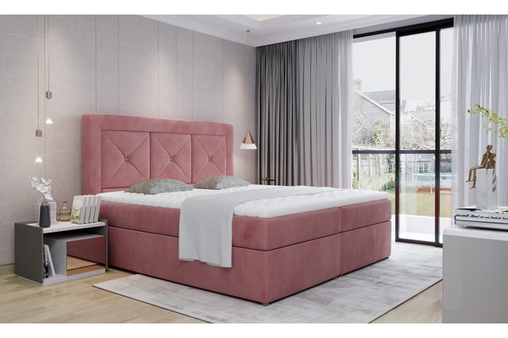 Sänkypaketti Cataloba 140x200 cm - Vaaleanpunainen - Sänkypaketti