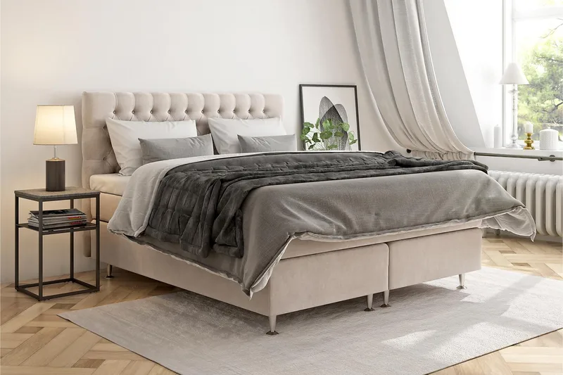 Sänkypaketti Celine 210x210 cm - Beige - Huonekalut - Sänky - Parisänky