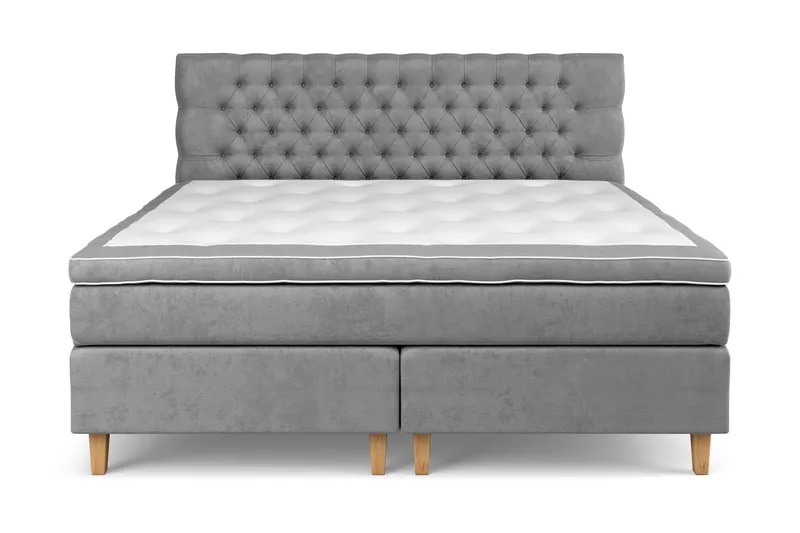 Sänkypaketti Celine 210x210 cm Sametti - Harmaa - Huonekalut - Sänky - Parisänky